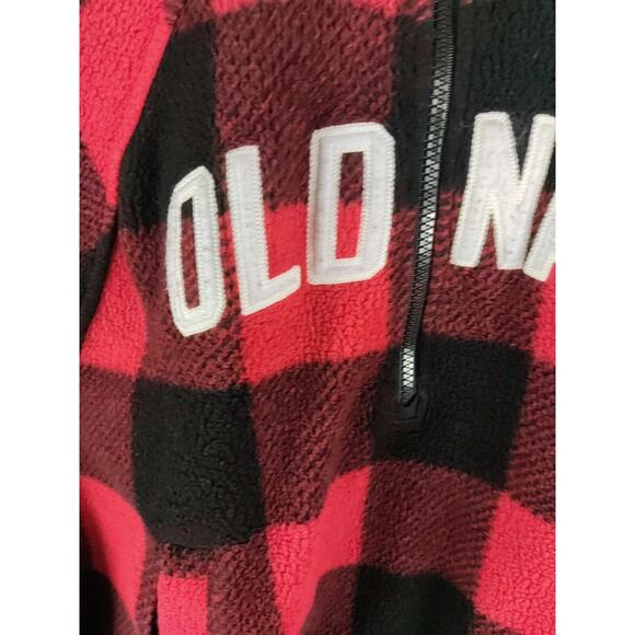 Old Navy Women's Fleece Buffalo Plaid Jacket Quarter Zip Size X L Red Black - Picture 3 of 8